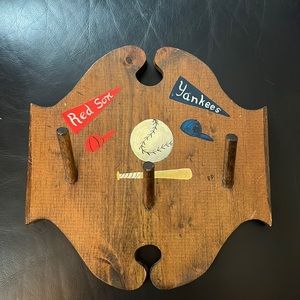 Yankees and Red Sox wooden hook rack